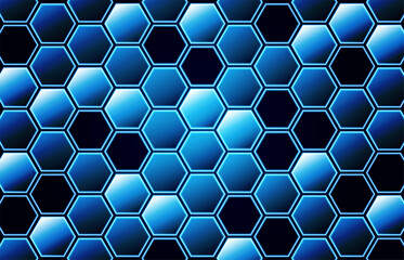 Technology or science concepts. Plexus hexagon connections blue background. Vector.