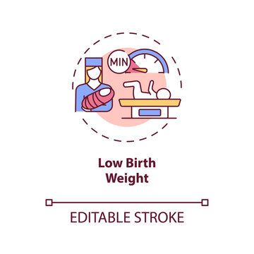 Low Birthweight Concept Icon. Congenital Hearing Loss Cause Idea Thin Line Illustration. Baby Tiny Body. Increased Disabilities Risk. Vector Isolated Outline RGB Color Drawing. Editable Stroke