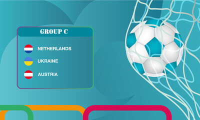 Groups of countries participating in football competitions 2020/2021, vector illustration on blue background
