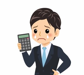 電卓を持った男性