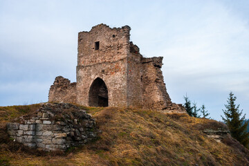 Fototapeta na wymiar Ruins of old castle. Ukraine, Kremenets Fort