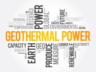 Geothermal Power word cloud collage, industry concept background