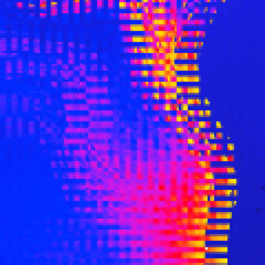 Abstract background with bright shapes and blocks.