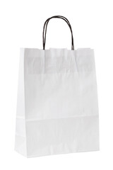 White paper bag with handles isolated on white background