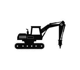 Excavator with hammer icon