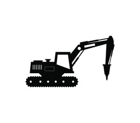 Excavator with hammer icon