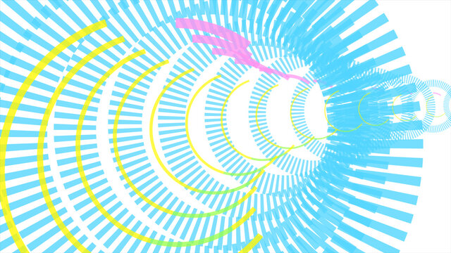 円形のネオンカラーのトンネルワープイメージ-白背景