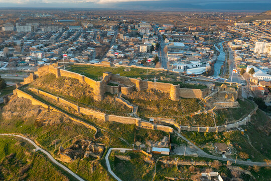 Panoramic view of Gori center with medieval fortress, Shida Kartli region of Georgia