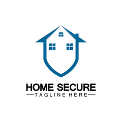 Home secure logo, smart house logo design,Home protection logo design template. Vector shield and house logotype illustration.