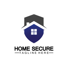 Home secure logo, smart house logo design,Home protection logo design template. Vector shield and house logotype illustration.