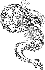 Hand drawn sketch style abstract dragon isolated on white background. Vector illustration.