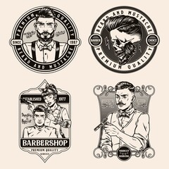 Barbershop monochrome retro badges