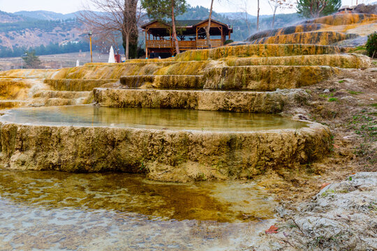 Red thermal springs in the village of Karahayit, located near Pamukkale, Turkey.