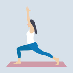 Young woman doing yoga or fitness. Healthy lifestyle. Vector illustration.