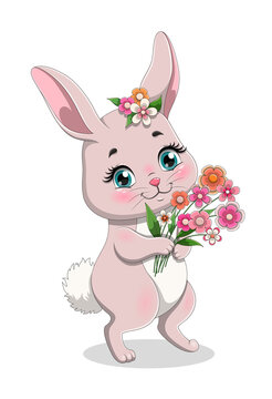 Cute girl bunny cartoon character