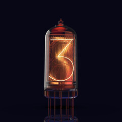 Nixie tube digits font (3d illustration)