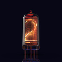 Nixie tube digits font (3d illustration)