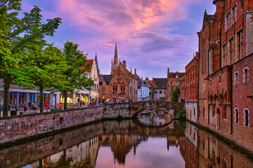 Fototapeta na wymiar Evening dusk view of Bruges Brugge, Belgium