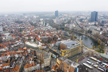 Foto op Aluminium Brussels, Belgium,  January 3, 2021:  panorama view from above, Ixelles pons and Flagey Building on Eugène Flagey Square © Eric Isselée