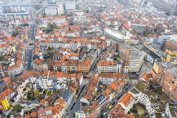 Obraz premium Brussels, Belgium, January 3, 2021: . Old town of Brussels view from above