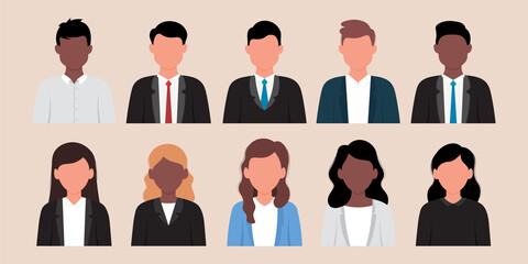 Icon set of business man and business woman.