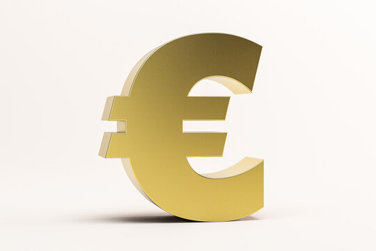 3D illustration golden euro symbol isolated on white background. 3D rendering for advertising.