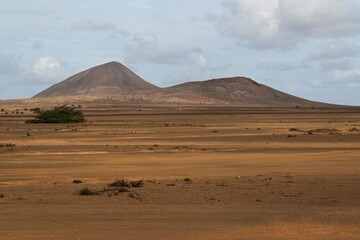 Cape Verde, Sal Island. A 263 meter high Monte Leste is set between Buracona and Espargos.