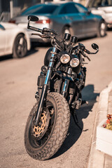 Fototapeta na wymiar Motorcycle in the parking lot