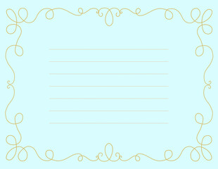 シンプルな手描き曲線のフレーム－背景水色－罫線