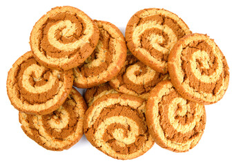 A lot of cookies are isolated on a white background. Beautiful cookies.