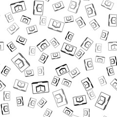 Black Online class icon isolated seamless pattern on white background. Online education concept. Vector