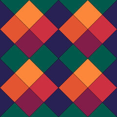 Diamonds, rhombuses, tiles, squares, checks seamless pattern. Ethnic ornate. Folk ornament. Geometric image. Tribal wallpaper. Geometrical background. Retro motif. Ethnical textile print.