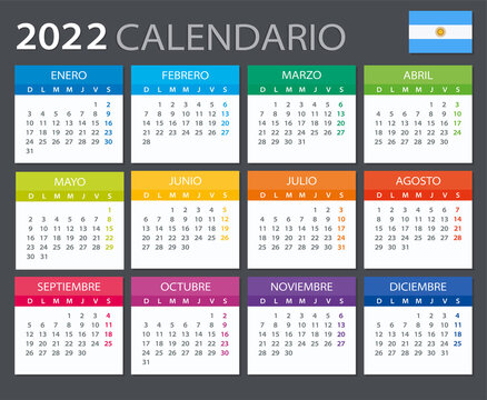 2022 Calendar Argentinean - vector illustration. Version for Argentina