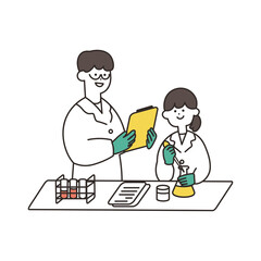 研究中の男性と女性の研究者2