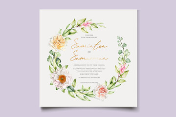 watercolor peonies and roses invitation card set