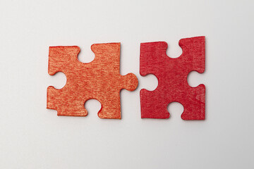Closeup connecting jigsaw puzzle. Business solutions, success and strategy concept