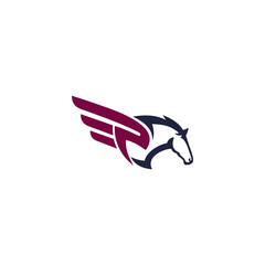 logo design pegasus, fly horse, abstract, icon vector symbol