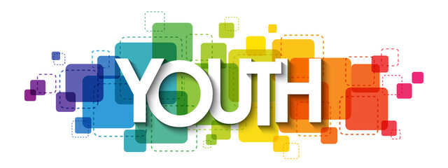 YOUTH colorful rainbow gradient vector typography banner on white background