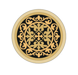 ANCIENT HERALDIC EMBLEM OF GOLD DECORATED IN BAROQUE STYLE DECORATIVE ELEGANCE LUXURY PATTERNS GOLD STOCK ILLUSTRATION