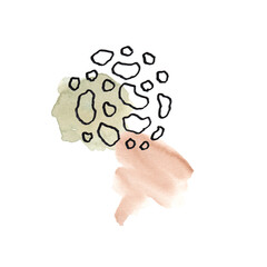 Abstract watercolor shapes and line art elements for social media wall paper design, logos, business cards etc