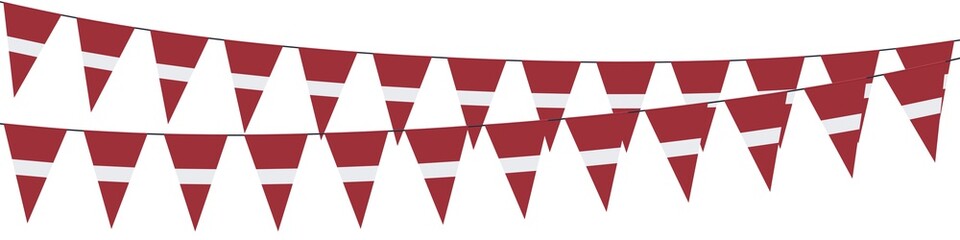 Garlands in the colors of Latvia on a white background 