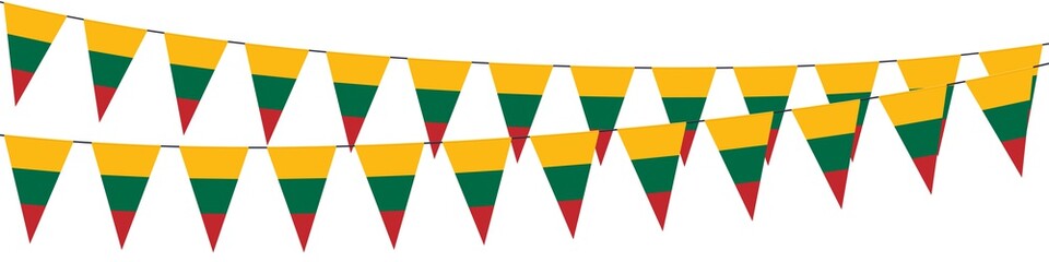 Garlands in the colors of Lithuania on a white background  - obrazy, fototapety, plakaty
