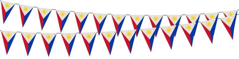 Garlands in the colors of Philippines on a white background 