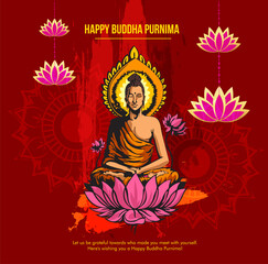 Illustration Of Buddha Purnima Background.with nice and creative design