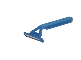 Blue Disposable shaving razor isolated on white background.