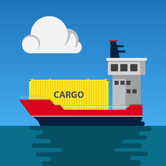 Cargo shipping with container isolated on background vector illustration.
