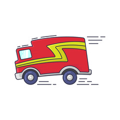 Van icon. Small truck. Side view. Colored contour silhouette. Vector simple flat graphic illustration. The isolated object on a white background. Isolate.