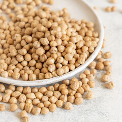 Plate of raw dry chickpea