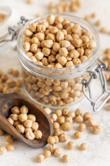Jar of raw dry chickpea