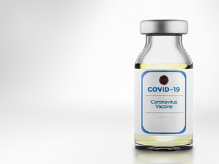 Illustration of Coronavirus Vaccine in a Bottle. Realistic 3D Illustration